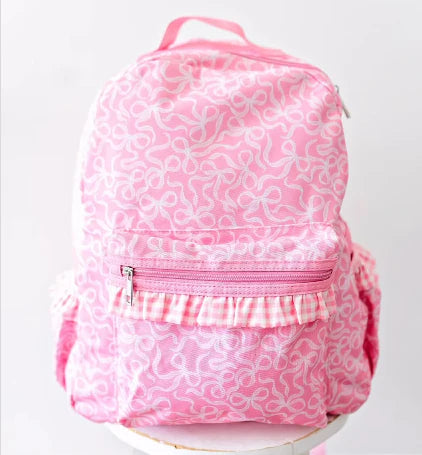 6.18   BA0308 Baby Girls Pink Bows Plaid Ruffle School Bags Preorder