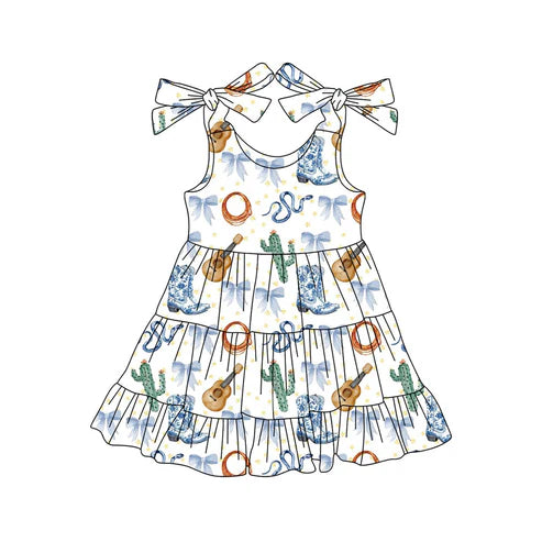 4.16 GSD2399 Baby Girls Strap Button Boots Cactus Knee Length Dresses Preorder