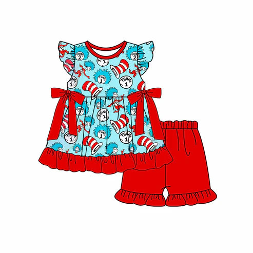 GSSO1693 Baby Girls Dr Reading Miss Thing Tunic Ruffle Shorts Clothes Sets Preorder