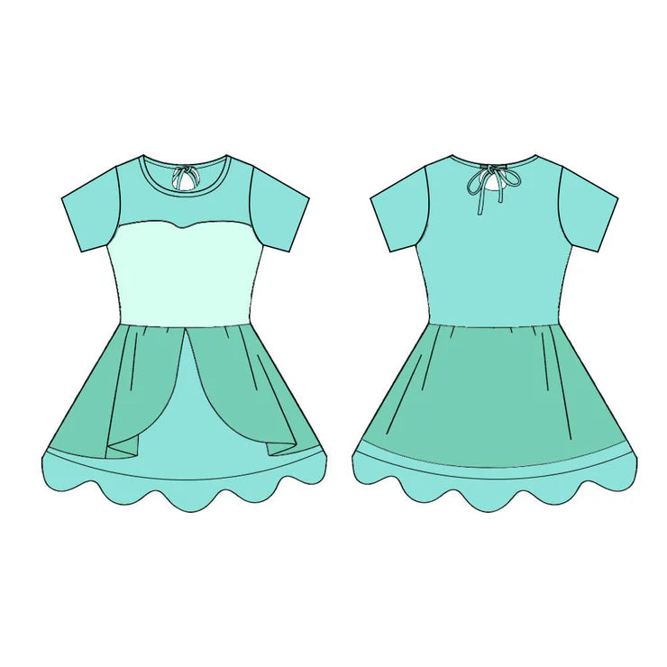11.29 MOQ：5pcs GSD3258 pre-order toddler clothes green girl yoga summer dress