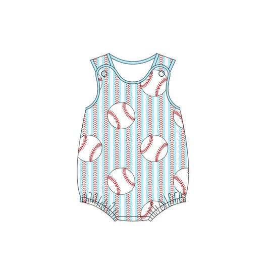 L-3.5 SR2743 Baby Infant Boys Baseball Stripes Sleeveless Rompers preorder