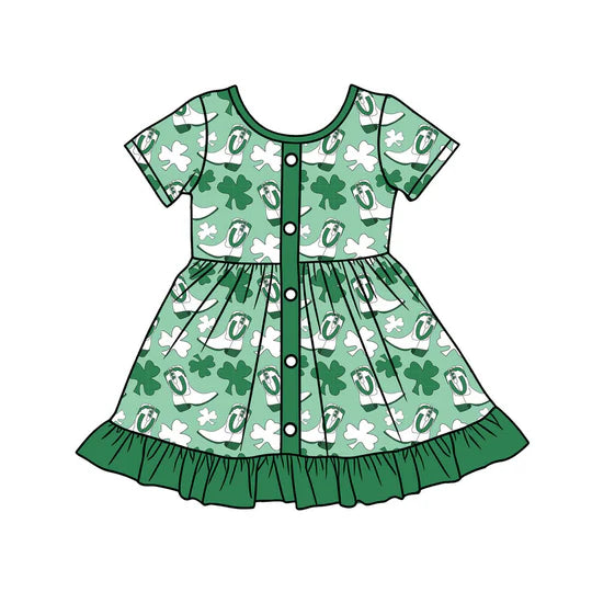 12.11 MOQ:5pcs GSD3406 pre-order toddler girl clothes rabbit print girl easter summer dress