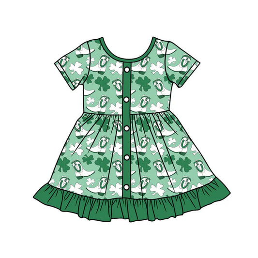 12.11 MOQ:5pcs GSD3406 pre-order toddler girl clothes rabbit print girl easter summer dress
