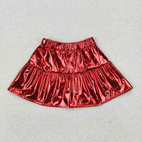 3.30 GLK0041 Baby Girls Red Leather Skort Skirts