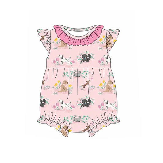 L-3.6 SR2753 Baby Infant Girls Pink Animal Dogs Rompers preorder