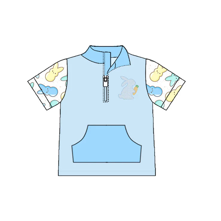11.13 MOQ：5pcs BT1551 pre-order toddler boy clothes rabbit boy easter summer top shirt