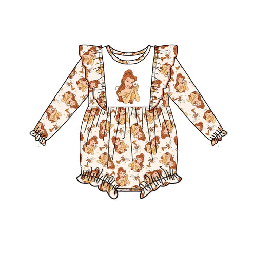 6.23 Custom Moq 3 Baby Girls Princess 2 Ruffle Long Sleeve Rompers