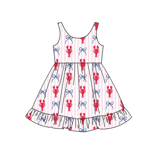 12.11 MOQ:5pcs GSD3402 pre-order toddler girl clothes crayfish print girl summer dress