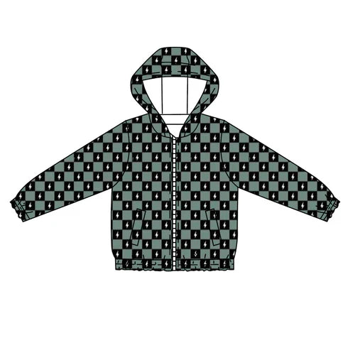5.30 BT0940 Baby Boys Western Checkered Lights Hooded Zip Tops Cardigan Preorder