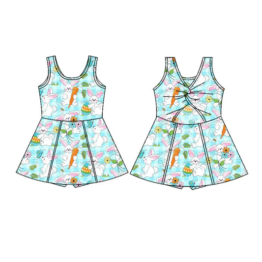 11.7 MOQ：5pcs GSD3049 pre-order toddler clothes rabbit girl easter yoga summer dress