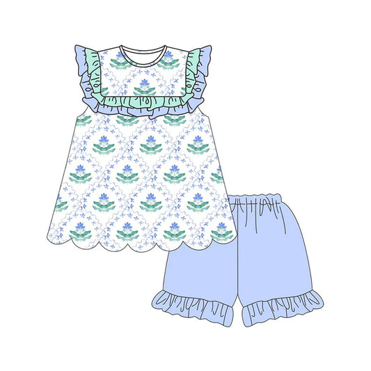 11.29 MOQ：5pcs GSSO2949 pre-order baby girl clothes floral print toddler girl summer outfit