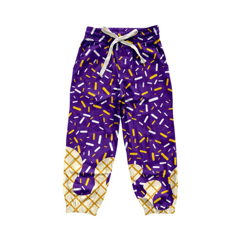 8.6 P0813 Adult Women Purple Drip Pockets Yoga Team Pants Preorder
