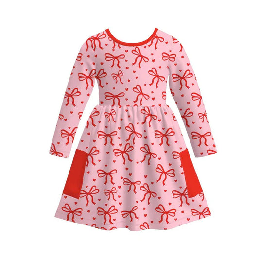 12.9 MOQ:5pcs GLD1556 pre-order toddler girl clothes bows print girl valentine dress