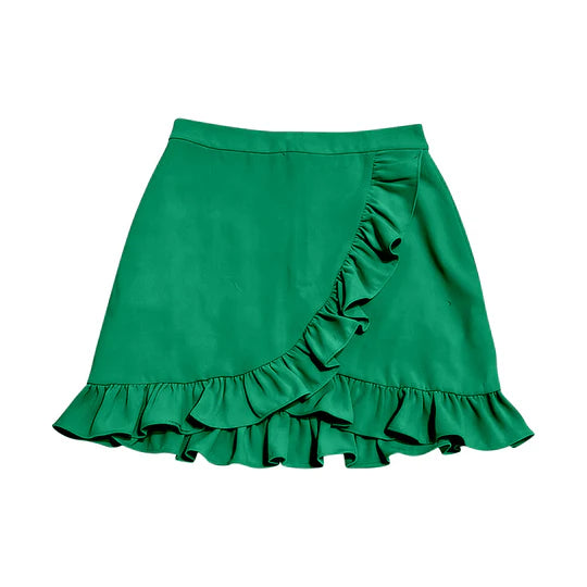 12.24 MOQ：5pcs GLK0225 pre-order baby girls clothes green print girl yoga shots skirt
