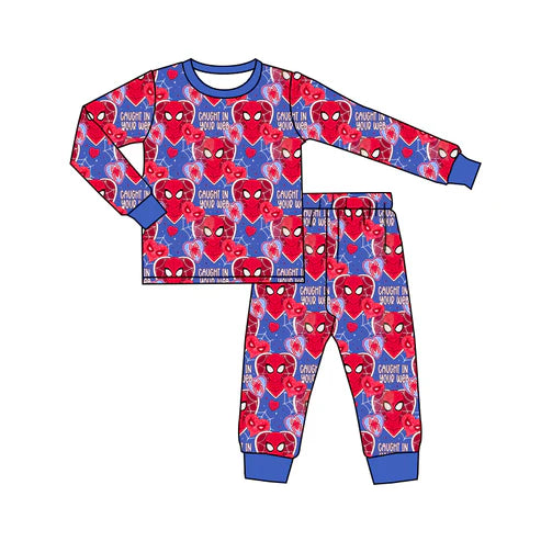 6.3 BLP0998 Baby Boys Valentines Spider Top Pants Pajamas Outfits Clothes Sets preorder