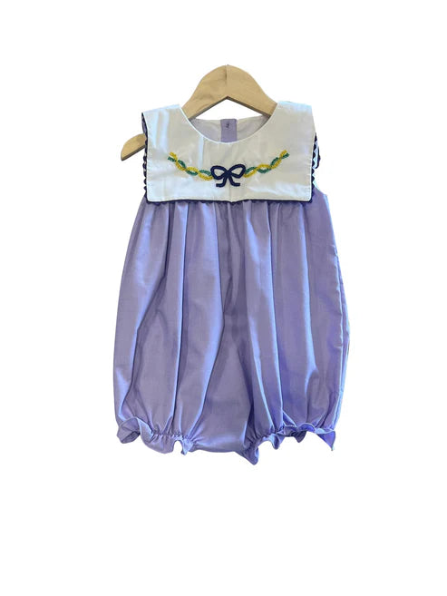 9.29 SR3235 Baby Girls Sleeveless Mardigras Bows Ruffle Rompers Preorder