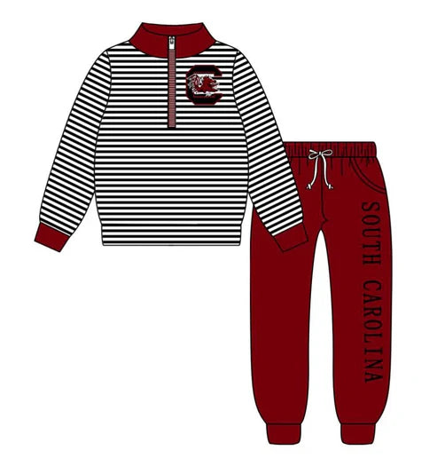 9.4 Custom Moq 5 Baby Boys Carolina Team Zipper Pullovers Top Clothes Set