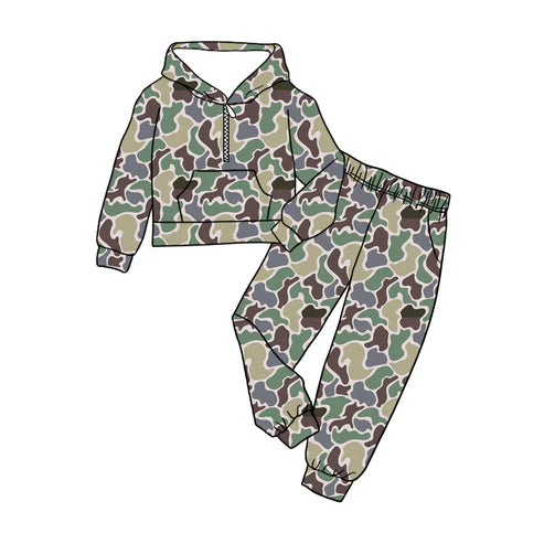 9.2 BLP1265 Baby Boys Grey Camo Hoodies Pockets Pant Western Clothes Set Preorder