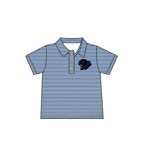 7.4 Custom Moq 3 Baby Boys Blue Leopard Short Sleeve Tee Pullovers Shirts Tops