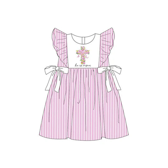12.11 MOQ:5pcs GSD3413 pre-order toddler girl clothes cross print girl easter summer dress