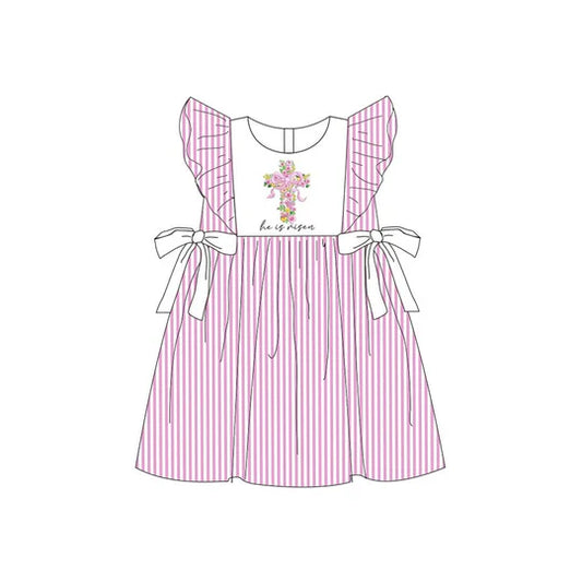12.11 MOQ:5pcs GSD3413 pre-order toddler girl clothes cross print girl easter summer dress