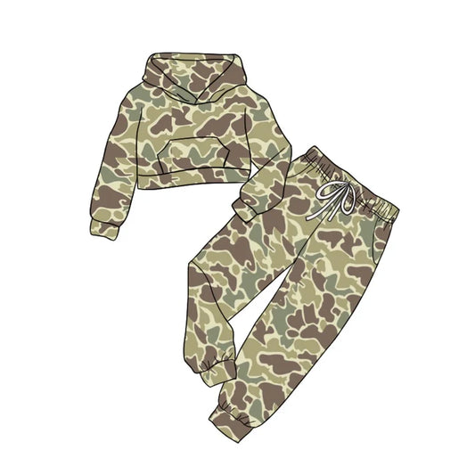 6.11 GLP1979 Baby Kids Green Camo Hooded Top Pants Clothes Sets Preorder