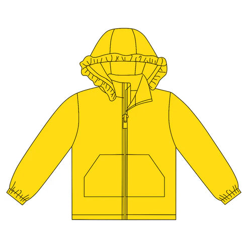 10.18 GT1277 Baby Girls Yellow Long Sleeve Pockets Zipper Yoga Ruffle Hoodie Jackets Preorder