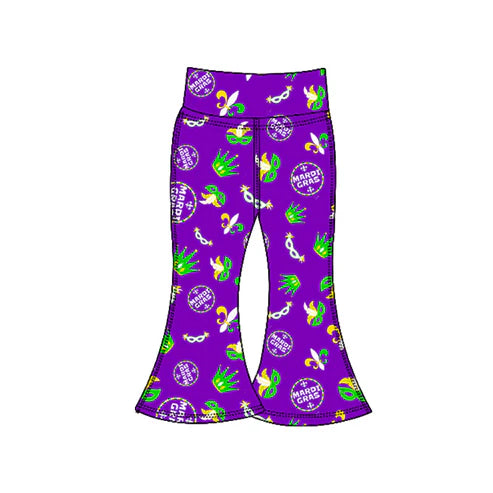 10.28 P0940 Baby Girls Mardigras Anchors Masks Yoga Bell Bottom Pants Preorder