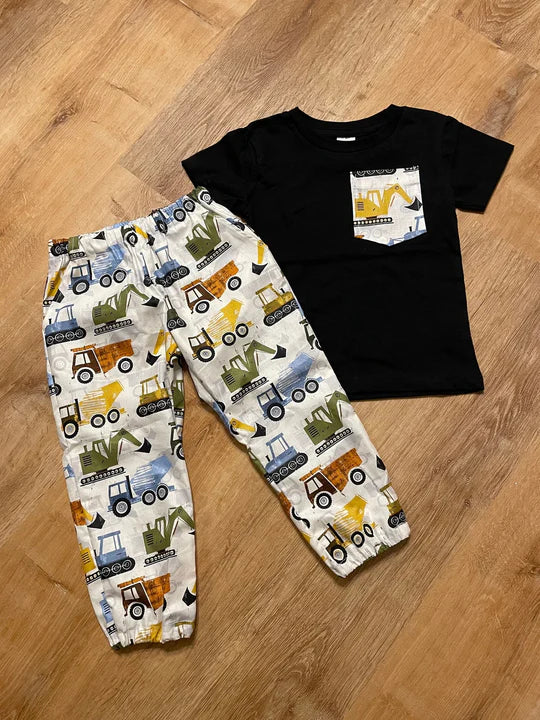 12.9 MOQ：5pcs BSPO0649 pre-order toddler boy clothes truck boy spring outfit