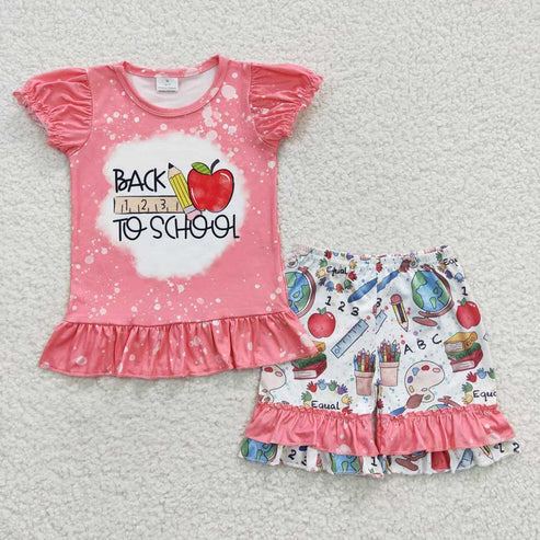 3.10 Sibling Baby Girls Back To School Top Shorts Clothes Sets