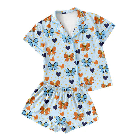GSSO2296 Adult Women Cartoon Dogs Bows Lapel Buttons Tops Shorts Pajamas Preorder
