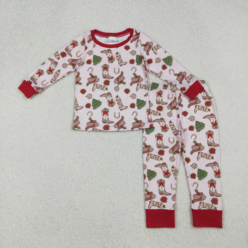 9.24 GLP2729 Baby Girls Boots Holly Top Pant Christmas Pajamas Set