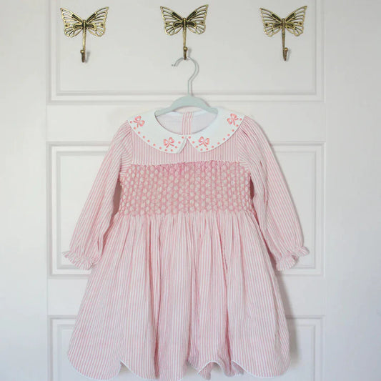 11.26 MOQ:5pcs GLD1543 pre-order toddler girl clothes bows print girl winter dress