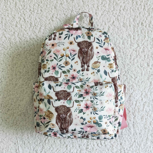 BA0007-M Kids Floral Cow Backpack