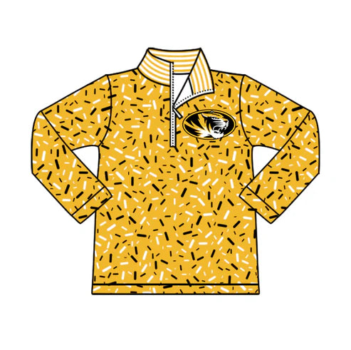10.17 Custom Moq 8 Baby Boys Yellow Sprinkles Zipper Leopards Team Pullovers Top