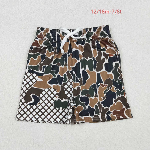 10.20 SS0651 Baby Boys Dark Green Camo Drip Team Shorts Bottom