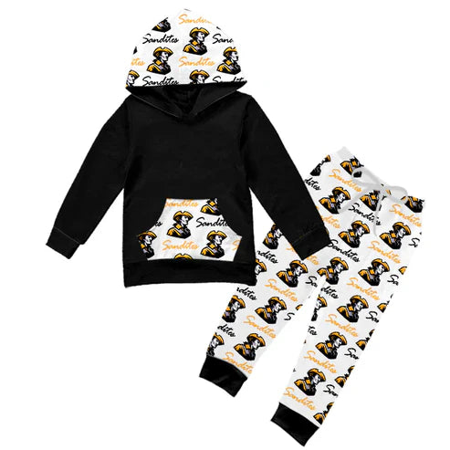 9.8 Custom Moq 5 Baby Boys Sandites Pocket Hoodie Legging Pant Team Clothes Sets