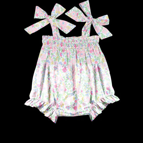 4.1  SR3008 Baby Infant Girls Strap Pink Flowers Ruffle Rompers Preorder