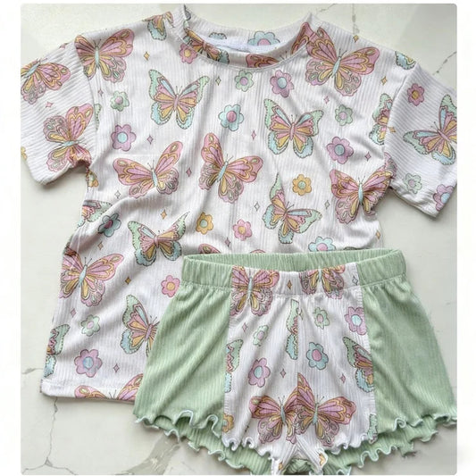 11.21 MOQ:5pcs GSSO2892 pre-order baby girl clothes butterfly toddler girl summer outfit