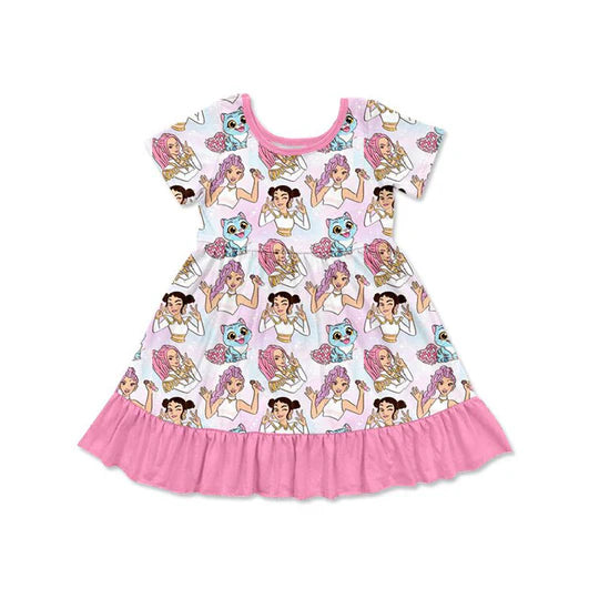 12.10 MOQ:5pcs GSD3394 pre-order toddler girl clothes kpop print girl summer dress