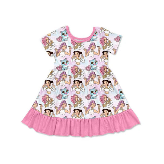 12.10 MOQ:5pcs GSD3394 pre-order toddler girl clothes kpop print girl summer dress