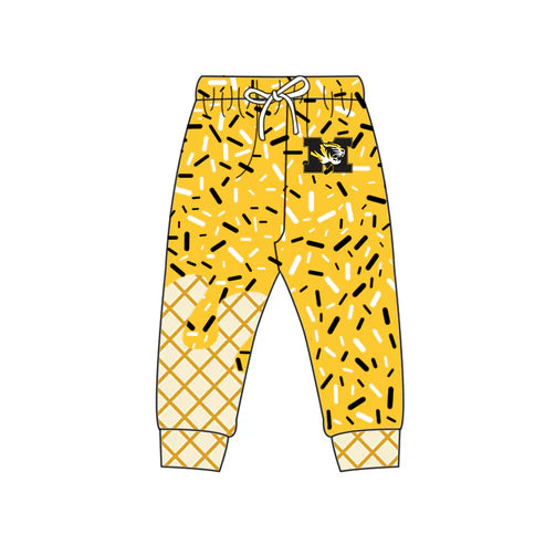 8.30 Custom Moq 5 Baby Boys Yellow Tigers Drip Team Legging Pants