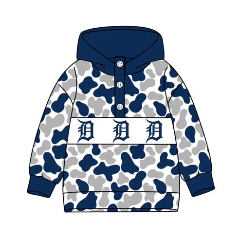 10.16  Custom Moq 8 Baby Boys Blue Grey Camo Team Button Hoodies Top