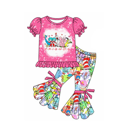 GSPO1864 Baby Girls Dr Reading Pink Elephant Shirt Bell Pants Clothes Sets Preorder