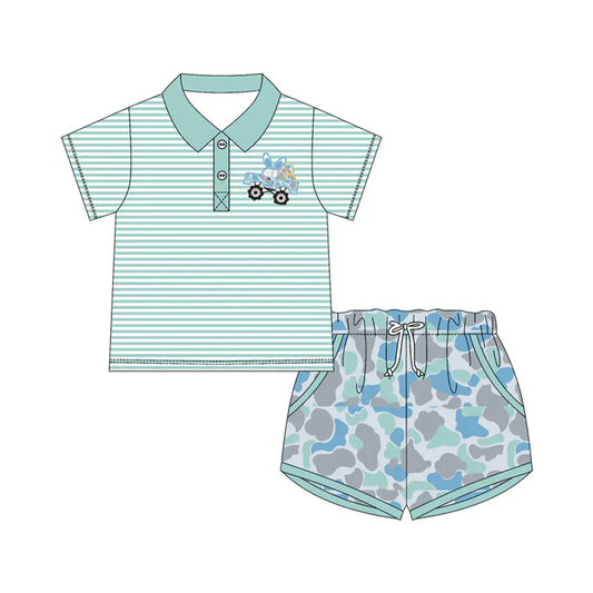 11.19 MOQ：5pcs BSSO1677 pre-order baby boy clothes truck toddler boy easter summer outfit