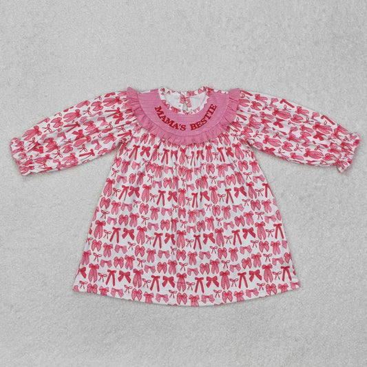 L-3.3 GLD0990 Baby Girls Mama's Bestie Smocked Knee Length Dress