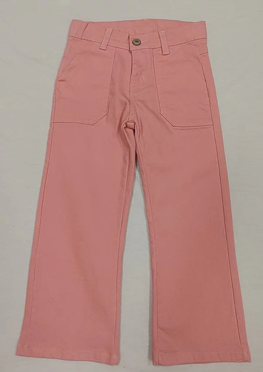 4.4 P0759 Baby Girls Peach Pockets Denim Straight Bottom Pants Preorder