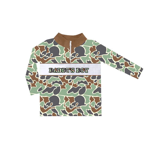 6.3 BT0999 Baby Boys Daddy's Boy Light Green Camo Zip Tee Shirts Tops preorder