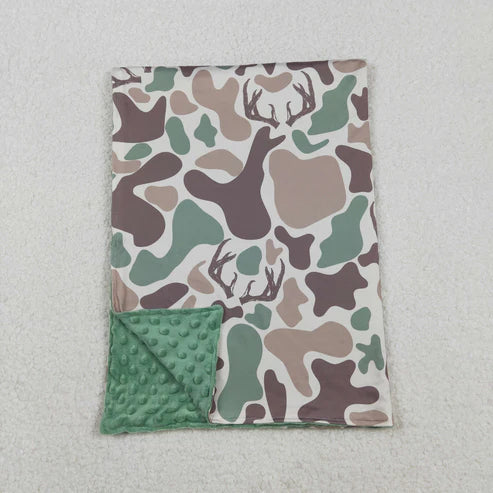11.17 BL0226 Baby Kids Green Khaki Deer Camo Western Blanket