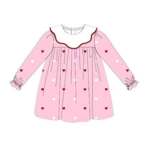 9.30 GLD1352 Baby Girls White Red Hearts Valentine Knee Length Dresses Preorder